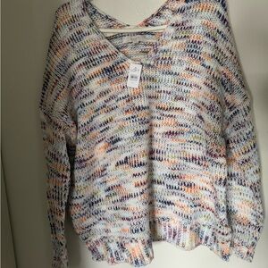 Loft Rainbow V-Neck Sweater 🌈